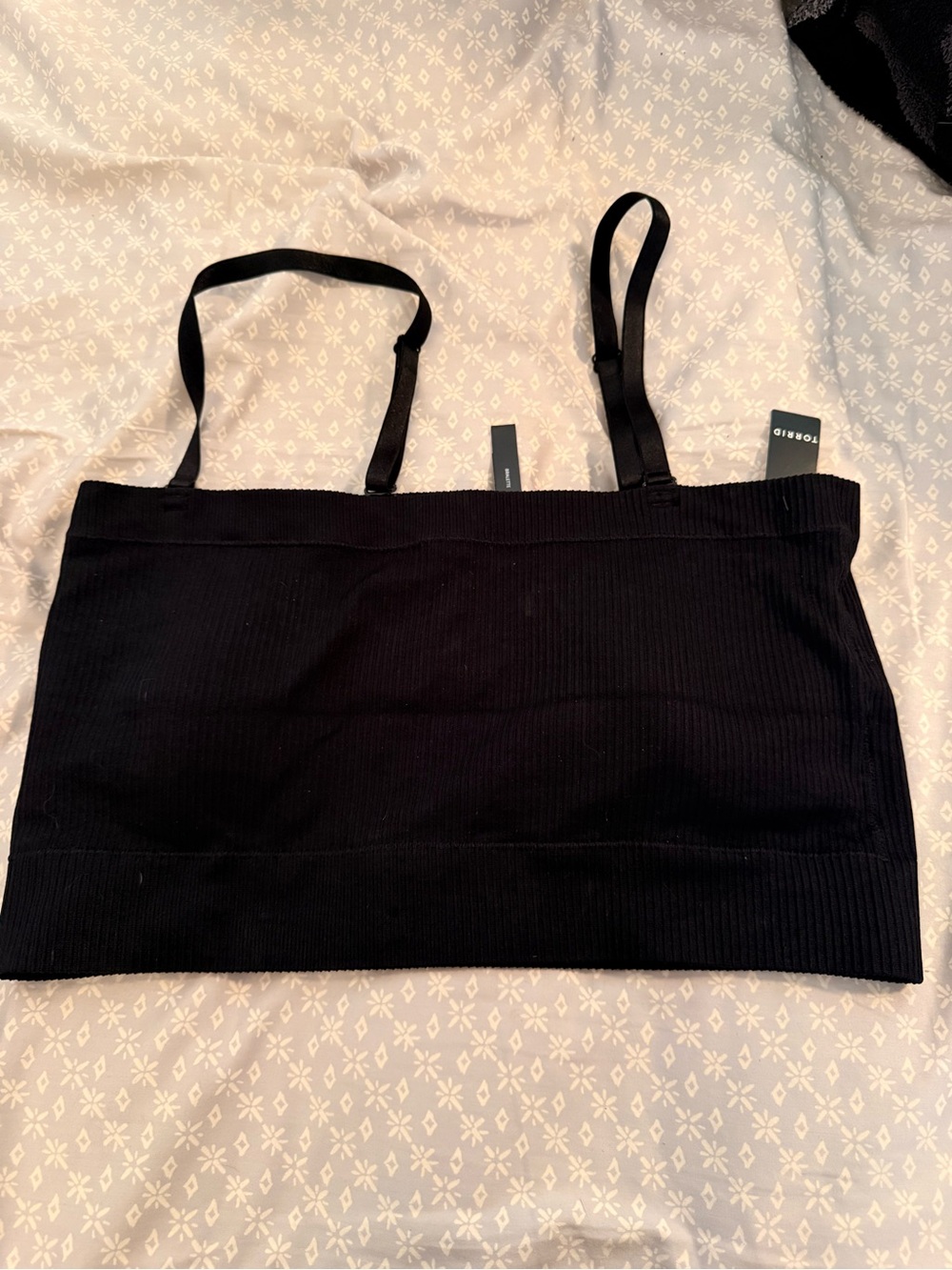 torrid Black Ribbed Bandeau Bralette with Adjustable Straps